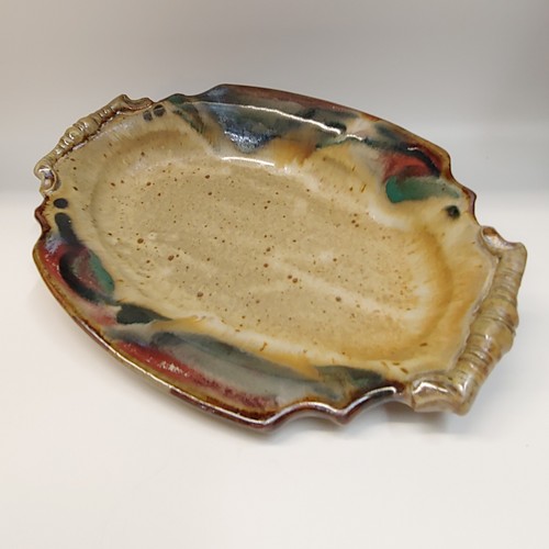 #220404 Platter Multi-color Edge 11x8 $18 at Hunter Wolff Gallery